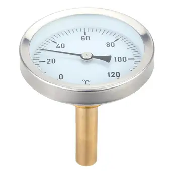 63 мм алюминиевый термометр с горизонтальным циферблатом, датчик температуры 0-120
