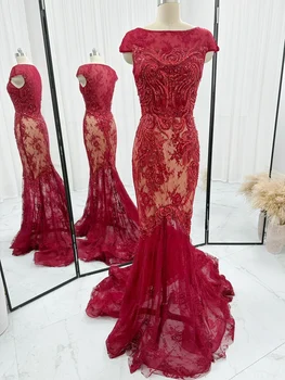 Красное свадебное платье с барной стойкой высокого класса Mermaid Mermaid Little Drag Делает вечернее платье легким M1133