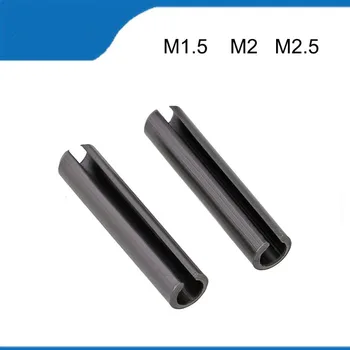 Высококачественные черные Пружинные Штифты из марганцевой стали 65млн M1.5 M2 M2.5 100ШТ Эластичный Цилиндрический Шплинт С цилиндрическими прорезями