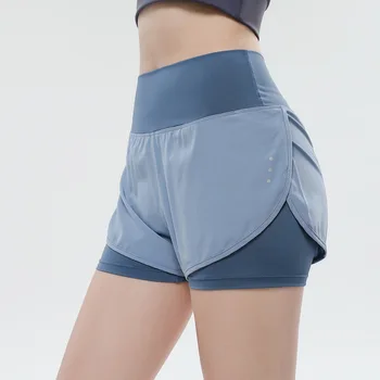 Женские шорты для йоги с высокой талией фруктозного цвета, Быстросохнущие шорты для бега для молодых женщин