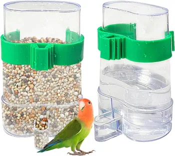 Автоматический дозатор воды для птиц из 2 предметов, поилка для птиц, бутылки, поилка для птиц, контейнер для корма, аксессуары для клетки для попугаев