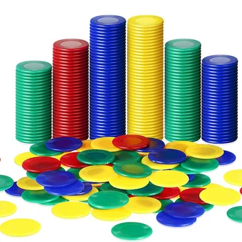 1600 Штук Пластиковых Фишек Для Покера, Игровых Фишек, 4 Цвета Счетной Карты Для Игры, Подсчитывающей Фишки Для Игры в Бинго, 4