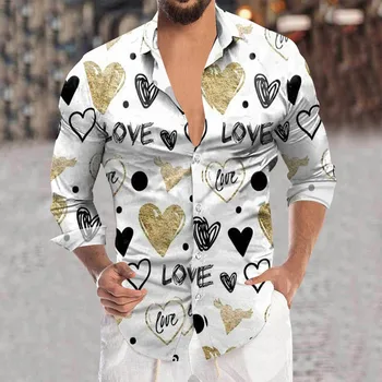 Для любителей мужских рубашек Топы, Повседневные рубашки на День Святого Валентина, блузки для бойфренда, праздничные майки с основной графикой 