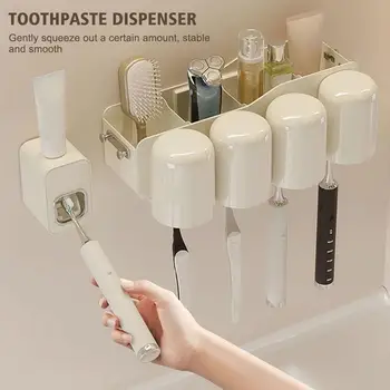 В 2024 году Новый Держатель для зубной щетки и дозатор зубной пасты, Настенные Аксессуары для ванной комнаты, Водонепроницаемая Соковыжималка для зубной пасты