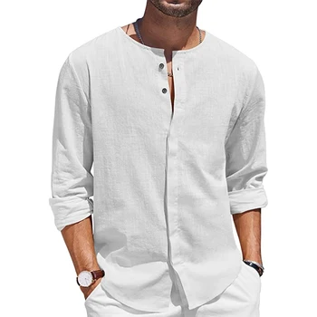 Новый модный высококачественный топ, рубашка, блузка на пуговицах, повседневный мужской топ из полиэстера обычного однотонного цвета