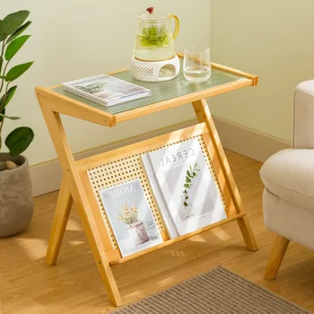 Приставной столик для дивана В гостиной Современный минималистичный Маленький журнальный столик из закаленного стекла Прикроватный приставной столик Передвижной Угловой столик для мини