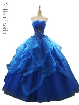 Модные Классические Винтажные Синие Пышные Платья 2023 Бальное Платье Vestido De 15 Плюс Размер