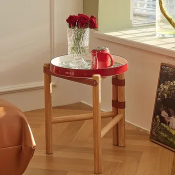 Спальня Винтажный журнальный столик Круглый Уникальный журнальный столик для прихожей Мебель для дома из дерева в стиле ретро Mesa De Centro De Sala
