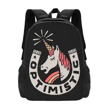Школьные сумки Optimist для девочек-подростков, дорожные сумки для ноутбука, единорог, положительный тип, цитата, надпись, Лошадь, животное, забавное