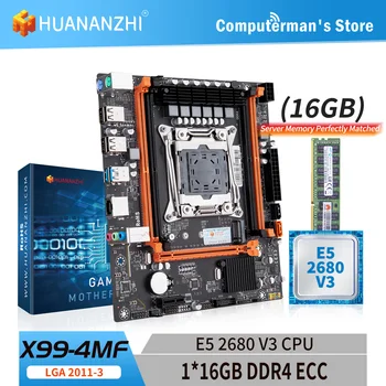 Комбинированный комплект материнской платы HUANANZHI X99 4MF LGA 2011-3 с процессором Intel XEON E5 2680 V3 и памятью 1*16G DDR4 RECC С поддержкой M.2