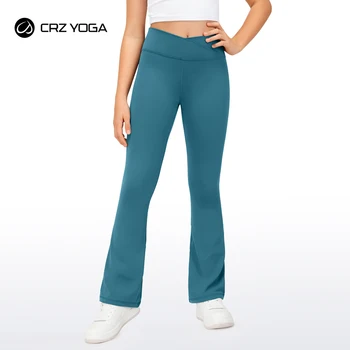 Леггинсы-клеш CRZ YOGA Girls Butterluxe Crossover - Детские расклешенные брюки с V-образным вырезом и высокой талией Bootcut Lounge Active Yoga Pants