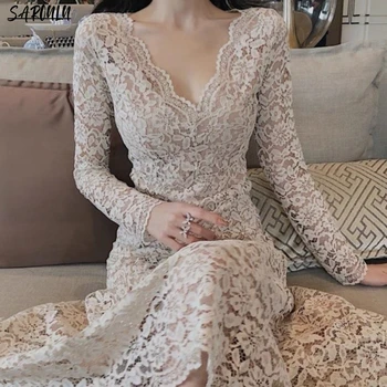 Изящное вечернее платье с глубоким V-образным вырезом, простое классическое платье невесты-русалки, современные свадебные платья длиной до пола, Vestidos De Novia