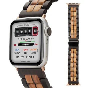 Ремешок BOBO BIRD Для Apple Watches Деревянный Ремешок Из нержавеющей стали В сочетании с деревом Для Apple Watch SE серии Ultra-thin Толщиной 4 мм