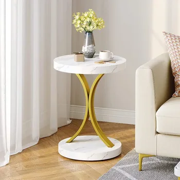 Круглые приставные столики, современный золотой круглый приставной столик, маленький приставной столик, тумбочка с акцентом для гостиной спальни