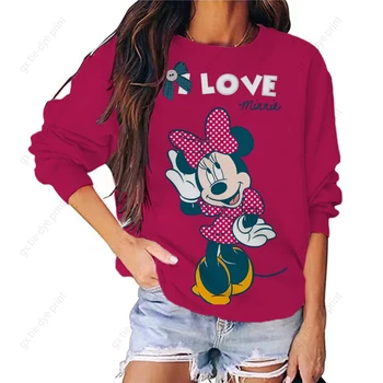 Уличная толстовка с принтом Disney Minnie Mickey Mouse Для женщин, свободная одежда Оверсайз, индивидуальность, Толстовки с мягким буквенным принтом