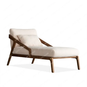 Скандинавская кровать для ленивого отдыха, односпальный диван для гостиной, новое китайское кресло для отдыха из дерева