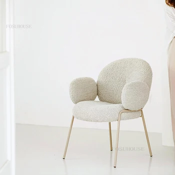 Скандинавские белые обеденные стулья, Кухонный Современный светлый роскошный стул, дизайнерский подлокотник, стулья для макияжа в спальне, мебель Sillas GPF50YH