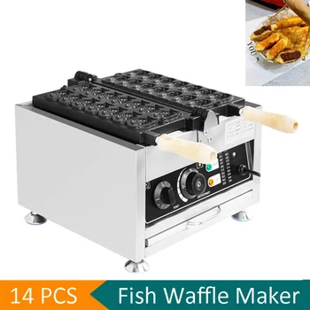 14шт Электрическая Вафельница 110V 220V Big Eyes Small Fish Taiyaki Making Machine Mini Fish Shaped Waffle Коммерческая Машина Для Выпечки