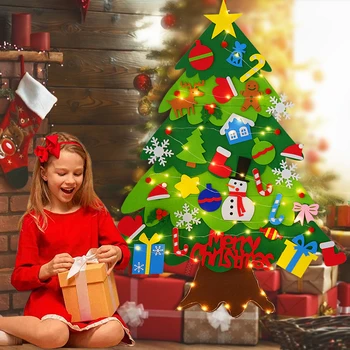 Рождественская елка из фетра для детей своими руками со светодиодными рождественскими украшениями для дома Рождественские украшения