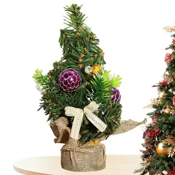 Крошечная Рождественская елка, искусственная настольная Рождественская елка, Рождественские украшения своими руками, Создающие рождественское настроение С круглым основанием для