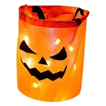 Сумка Для Конфет Halloween Light Halloween Trick Or Treat Bags LED Light Up Pumpkin Candy Bag Подарочные Пакеты для Детских Вечеринок