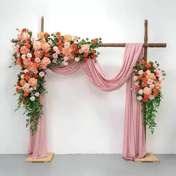 Искусственная оранжево-розовая роза в виде арки, цветочная дорожка для свадебной арки с цветочным оформлением