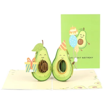 367A 3D up открытка с авокадо на день рождения, складная поздравительная открытка, праздничная бумага для фестиваля