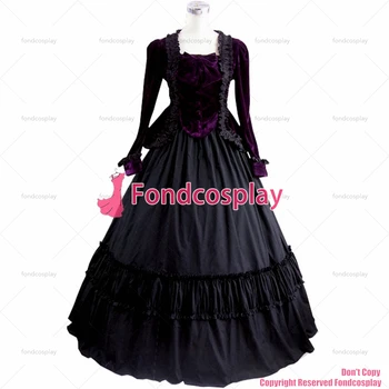 fondcosplay Средневековое платье в стиле готической лолиты в стиле панк, черный длинный вечерний жакет, черная хлопковая юбка, костюм для косплея CD / TV [CK1423]