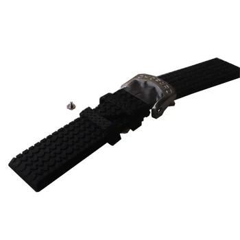 23 мм Ремешок для часов из черной силиконовой резины с пряжкой из нержавеющей стали, модные аксессуары для спортивных часов, новые браслеты из покрышек