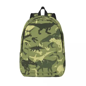 Мужской Женский рюкзак большой емкости, школьный рюкзак для студентов, камуфляжная школьная сумка с динозавром