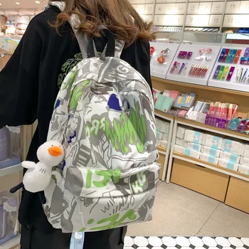 Рюкзак Новая корейская мода, персонализированная пара в стиле граффити, студенческий рюкзак большой емкости