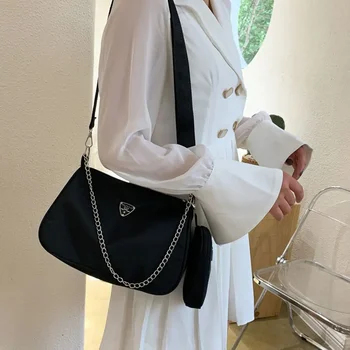Сумка модный и популярный летняя корейская женская сумка универсальный двухсекционный пакет мода цепи одно плечо креста тела сумка 