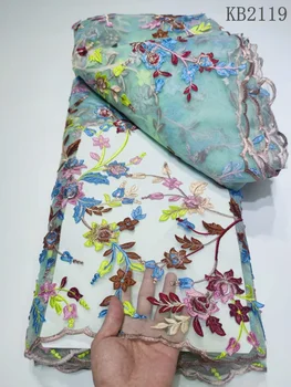 Сиреневое вечернее платье из французского кружева с 3D-цветком, новейшая кружевная ткань Высокого качества 2023, Синий тюль, кружевная отделка, Французская сетка для сценических костюмов
