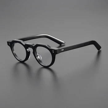 Высококачественная Круглая оправа для очков в стиле ретро Мужчины Женщины Толстые Ацетатные очки для близорукости по рецепту Ручной работы Винтажные Оптические Очки