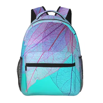 Мужской женский рюкзак с синими, бирюзовыми, розовыми листьями, школьный ранец для женщин, мужская модная сумка 2023 года, студенческий рюкзак