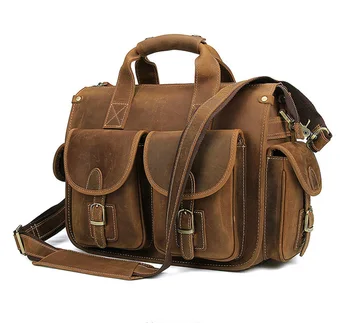 Дизайнерские сумки в стиле ретро для мужчин, мужская сумка из натуральной кожи для 14-дюймового ноутбука, портфель, кожаная сумка-мессенджер для мужчин