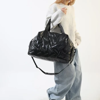 Дорожная сумка большой емкости, роскошные женские сумки, модная женская сумка через плечо, зимняя пуховая сумка, повседневные сумки через плечо
