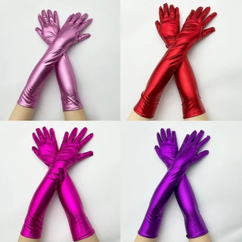 1 пара длинных женских перчаток для танцев в стиле панк из искусственной кожи, облегающие перчатки для танцев на шесте