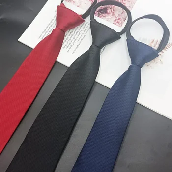 Мужской галстук на молнии, 6 см, узкий, однотонный, ленивые люди без черного галстука