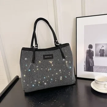 2024 Высококачественная женская сумка на молнии, модная и универсальная повседневная сумка с блестками, модная сумка через плечо большой емкости여자 가방