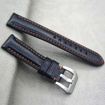 Черный ремешок из натуральной кожи 20 мм 21 мм 22 мм для часов Amazfit Huawei Samsung Galaxy Watch Active2 Gear S3, сменные ремешки