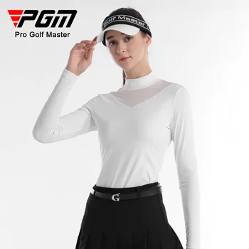 Женские футболки для гольфа PGM с длинным рукавом, топ из спортивной ткани, мягкая дышащая и удобная обувь для гольфа 2023 года выпуска, YF611 для отдыха