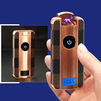 Новый Импульсно-Плазменный USB-дисплей для зарядки Портативная Ветрозащитная Металлическая Двухдуговая Зажигалка для кемпинга на открытом воздухе Персонализированный Подарок для мужчин Высокого Класса