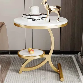 Роскошный Приставной столик для гостиной, Круглые металлические журнальные столики для хранения в минималистичном стиле, современные золотые ножки, Вспомогательная мебель для дома Mesa