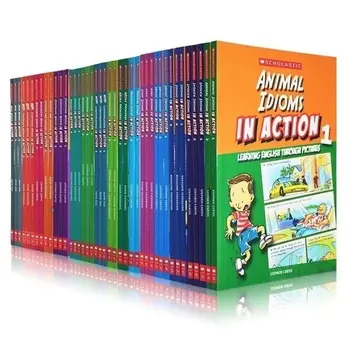 45 Книг Схоластика в действии, слова /идиомы, Книги для детей, Английская детская книга, Подарочная коробка, Мультяшная история с картинками, Livre Libro