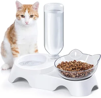 Двойные миски для собак и кошек, набор мисок для воды и еды для домашних животных с автоматической поилкой для собак и кошек малого или среднего размера