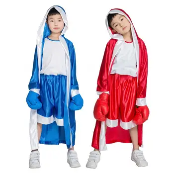 Детские боксерские халаты с поясом и длинным рукавом, Свободная Одежда для бокса для боевых искусств Санда Рашгард, детский костюм для выступлений Для мальчиков и девочек