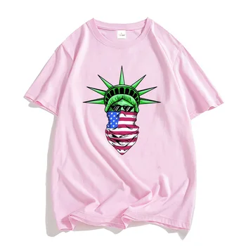 Футболки с графическим принтом Freedom Lady, 100% Хлопок, Летние мужские/женские свободные повседневные футболки, уличные футболки в стиле хип-хоп