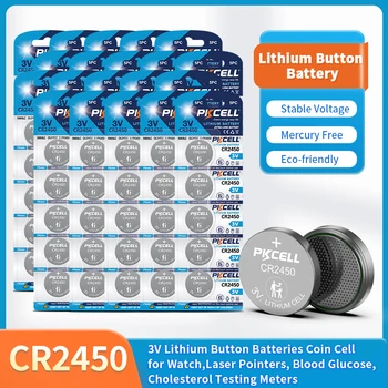 5-100шт CR2450 3V Литиевая Кнопочная Батарея BR2450 Coin Cell для измерения уровня Глюкозы в крови, Видеокамер, Электронных Игр, Часов