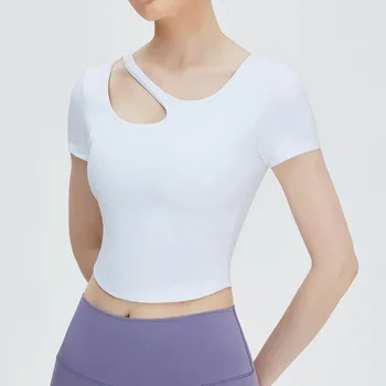 Новая спортивная женская одежда для фитнеса с короткими рукавами, спортивная футболка